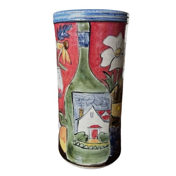 Handcrafted Stoneware Wine Chiller Cooler Bucket 10” Artisan Signed - Picture 4 of 6